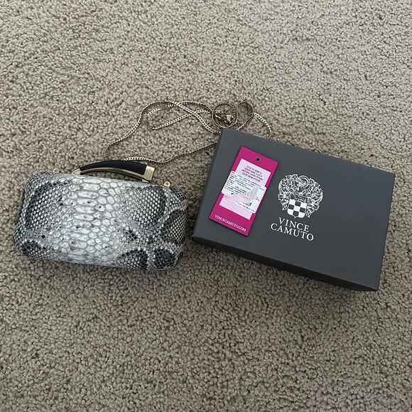 Vince Camuto Snakeskin Clutch with Removable Strap - Picture 1 of 12